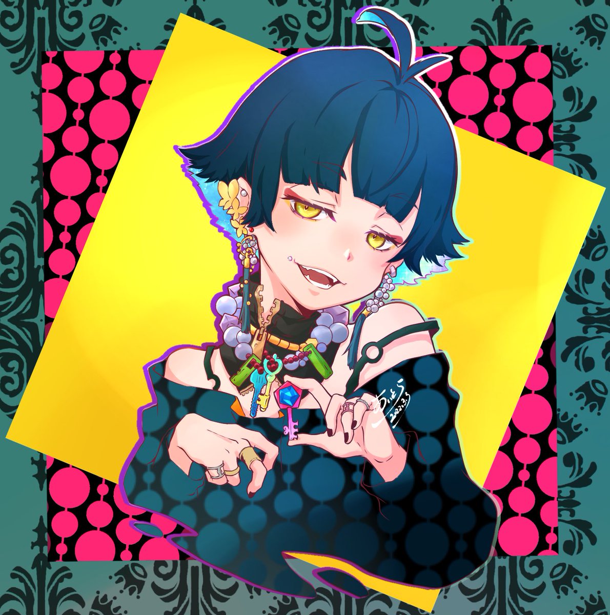 0000_x's tweet photo. 最近でもないけど描いたの並べてわかった。やっぱ派手な色が好きだぁ🎨落ち着いた色も塗りたいけど油断したら派手になってく🤔 https://t.co/O1WvmI3rdW