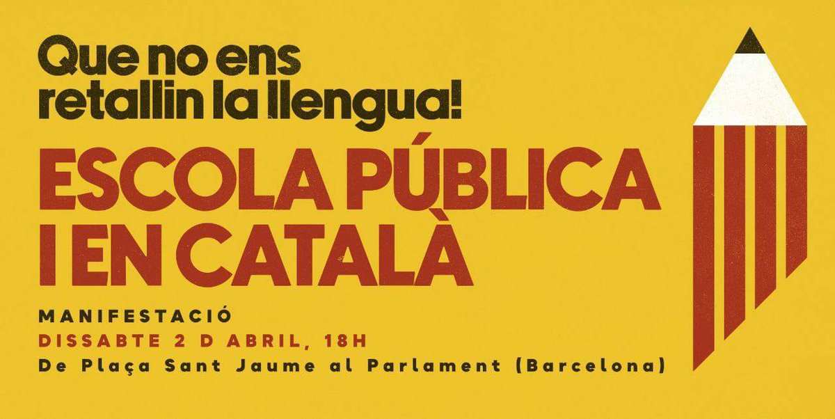 Cdr_LCACP's tweet photo. El govern de la Generalitat col·labora amb els que ens volen destruir assumint el discurs de Cs i retallant la llengua.

No us ho perdonem i, també contra vosaltres, demà sortirem al carrer!

📆 Dissabte 2 d'abril
⏰ 18h
📍 Plaça Sant Jaume 
(manifestació fins el Parlament) https://t.co/0w6VgG8tue