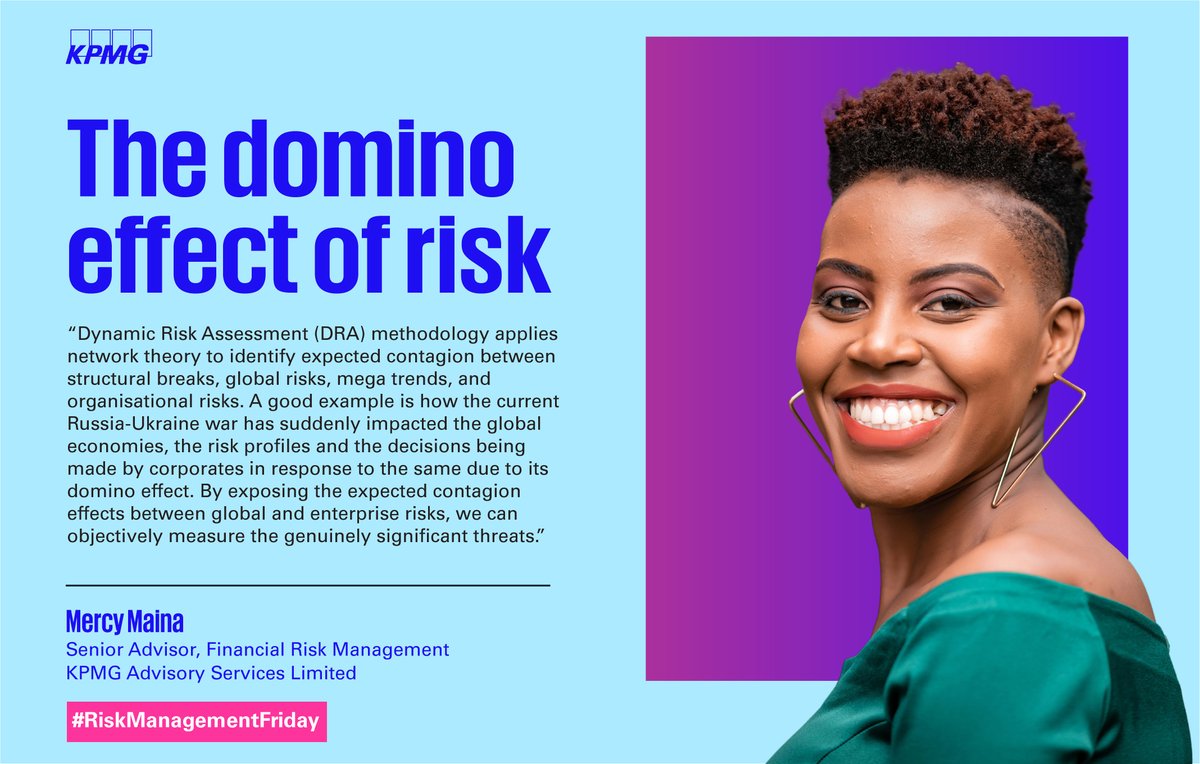 KPMGEastAfrica's tweet photo. #RiskManagementFriday: Mercy Maina, Senior Advisor - Financial Risk Management @KPMGEastAfrica, shares insights on the domino effect of risk. 
#DynamicRisk https://t.co/ne4ZfC3Cd4