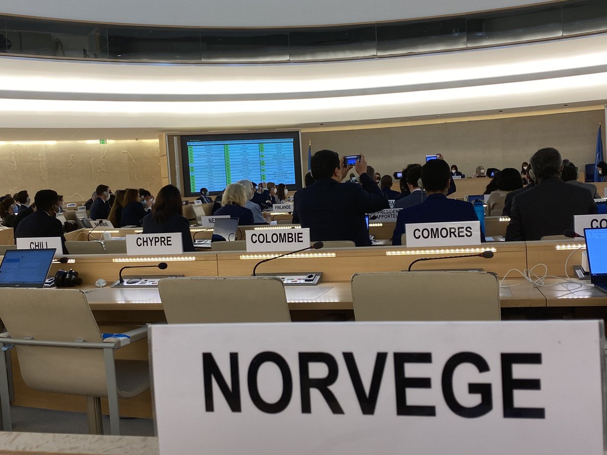 Strong recognition from #HRC this morning to 🇳🇴resolution on the crucial work of Human Rights Defenders in conflict and post-conflict situations. 

These women and men lay the groundwork for democratic and peaceful societies. 

Grateful for all the support🙏