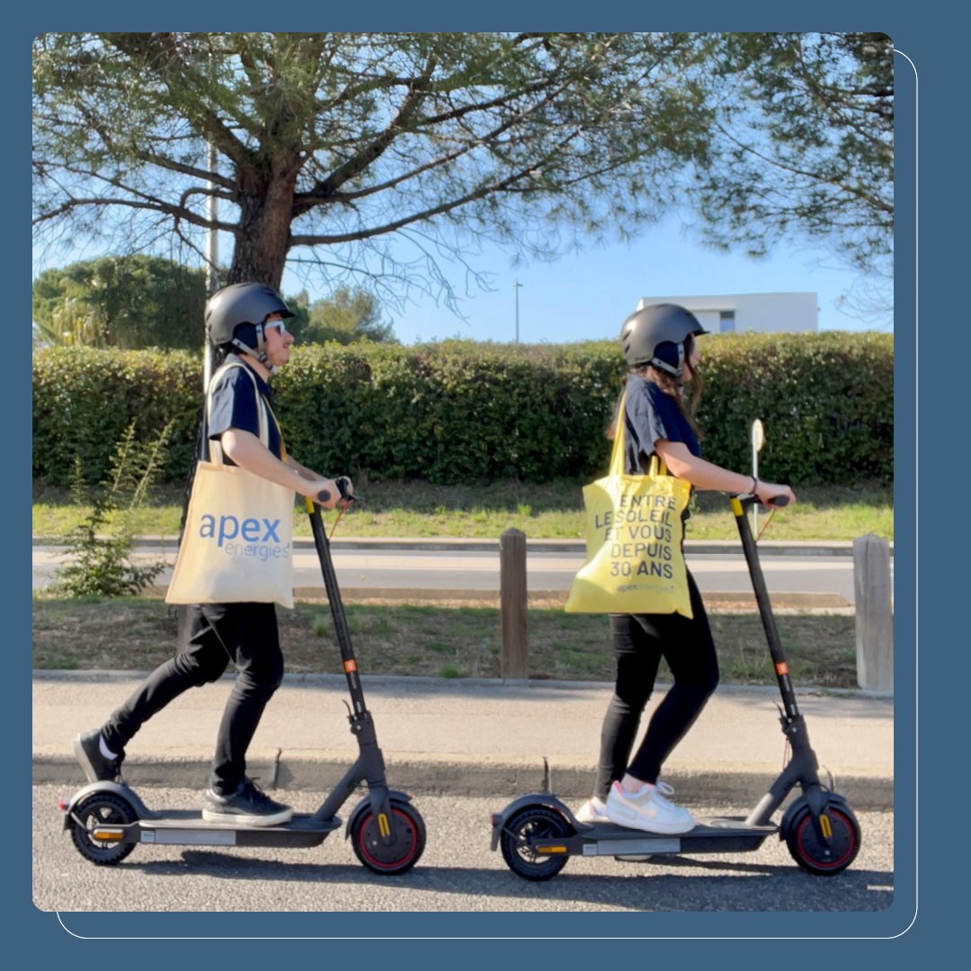 Apex_Energies's tweet photo. RSE  - BIEN-ÊTRE AU TRAVAIL - Apex Energies est heureux d’annoncer son partenariat avec @MobilityTrivia, spécialiste de mobilité professionnelle. 🤝

Des trottinettes électriques ont été mises à la disposition des collaborateurs d’Apex Energies. 🛴

▶ https://t.co/ZjhO1Eset5 https://t.co/1yOQPXEQfP