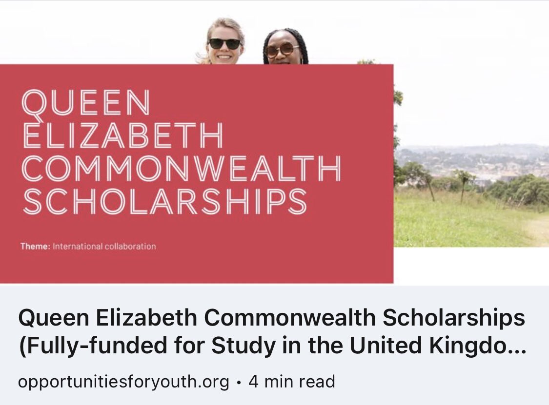 opportunitiesfy's tweet image. Applications for Queen Elizabeth Commonwealth Scholarships are now open!

Apply online by 24 May 👉 lnkd.in/dDdZtGWt

#Commonwealth #Scholarship  #ConnectedCommonwealth #opportunity #opportunities #southafrica #education #Fiji #PapuaNewGuinea #southafrica  and #SriLanka
