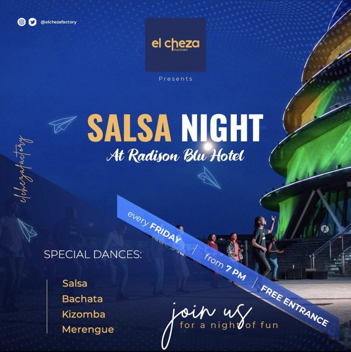 elchezafactory's tweet photo. IT IS TODAY🎊🔥💃🏾

Back at @RadissonKigali like we never left!!! Come cheza with us to night. Doors will be open from 6pm - 10pm. 

Spoiler: We have welcome drinks for the early birds🥂 

Join us for a night to remember 🔥🔥🔥 https://t.co/zQjWFxxvpV