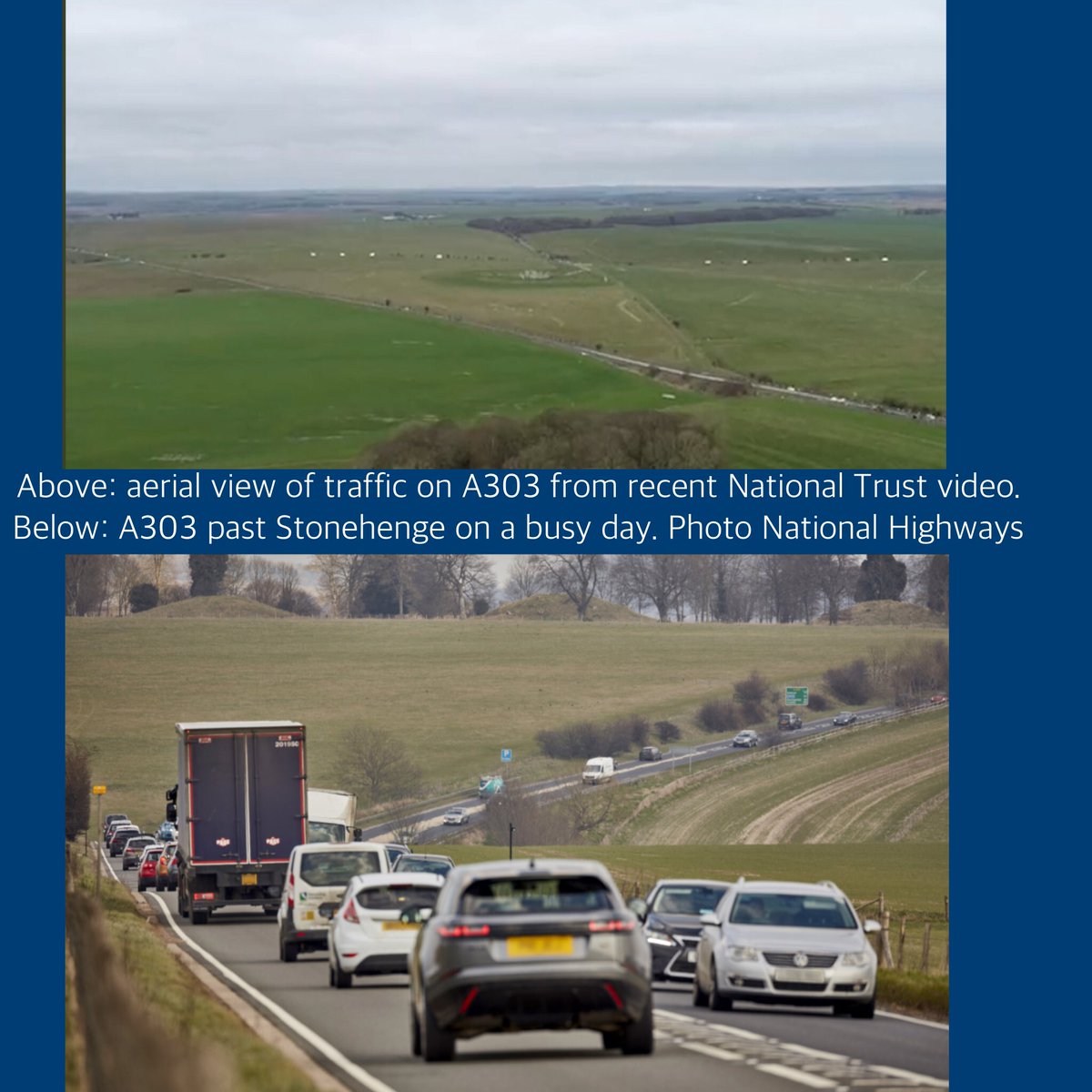 SaveStonehenge's tweet photo. @TransportActio2 @NationalHways It’s all in the presentation.  Not a #1stApril joke.
Traffic is free flowing but a problem at weekends &amp; holidays.  Let’s not spend £2bn on #StonehengeTunnel but on low CO2 measures eg rail frequency to south west, road user charging, bus from Stonehenge to @WiltshireMuseum etc. https://t.co/Zk0fno8FiK