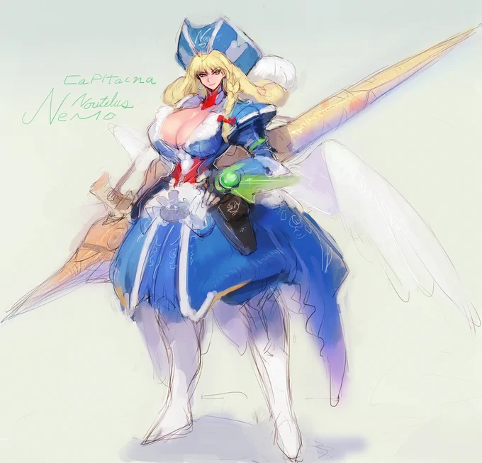 ノーチラス二世号とネモ船長(女性) 