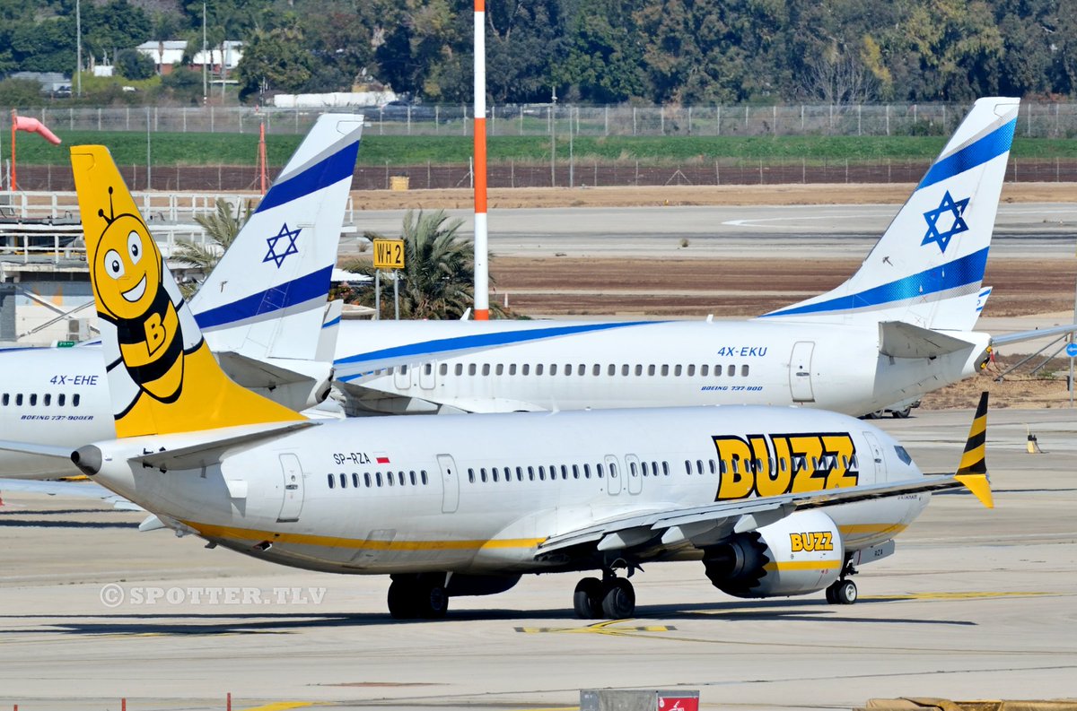 SpotterTlv's tweet photo. #buzzairlines #boeing737max #bengurionairport #telaviv #LLBG #israel #TLV https://t.co/K9KpgJnaXa