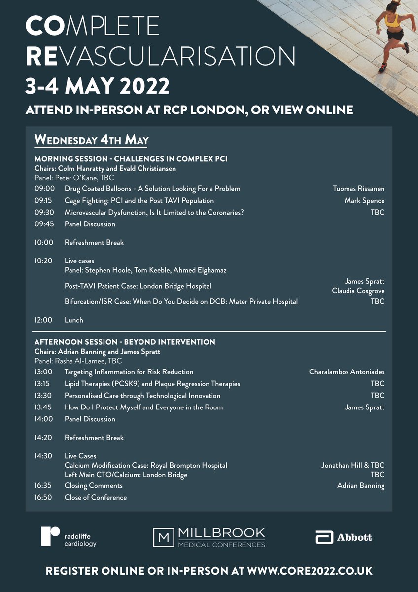 MillbrookMed's tweet photo. Programme now available for #CORE22 🫀

Directors: @DrJMHill @cghanratty @jcspratt Prof Banning &amp; Prof Christiansen

Faculty: @SukhNijjer @DrPeterOKane @ClaudiaCosgrove @rallamee @ColletCarlos @ziadalinyc @AnjaKsnes &amp; more!

Join in-person or online: https://t.co/FIRKC5OVCo https://t.co/mqd7SMS6Um