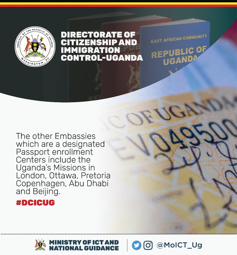 kibuukla's tweet photo. #DCICUg
Ugandans in Diaspora visit the following embassies for an enrollment e-passport, &amp; offer in-person enrollment and interviews for applicants. @GovUganda @mia_uga @Nationguidance @KabbyangaB https://t.co/49stoqEfsm