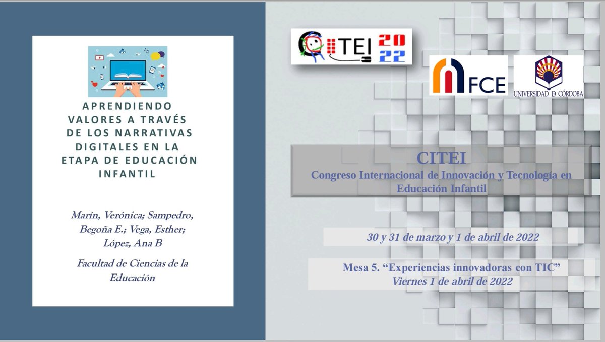 <a href="/DivemixU/">Divemix_uco</a> presenta la contribución de V. Marín, B. Sampedro, E. Vega y A.B. López en la mesa 5 sobre experiencias innovadoras con TIC. Gracias a <a href="/congresocitei/">CITEI</a> en <a href="/EducacionUs/">Facultad de Ciencias de la Educación @unisevilla</a> y a <a href="/rosalia_rromero/">Rosalia Romero</a>,<a href="/karenllorente/">Karen Llorente</a>, <a href="/mserranohidalgo/">𝓜𝓪𝓷𝓾𝓮𝓵 𝓢𝓮𝓻𝓻𝓪𝓷𝓸 𝓗𝓲𝓭𝓪𝓵𝓰𝓸</a> ,<a href="/smartinezperez8/">Sandra Martínez</a>,<a href="/lorenamartinp/">Lorena</a>,<a href="/palacios_ant/">Antonio Palacios</a>