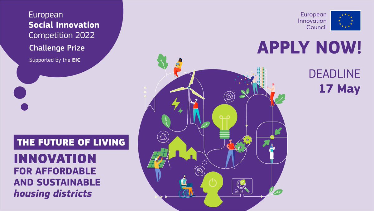 GabrielMariya's tweet photo. 💡Social #innovation makes our 🇪🇺 economies greener 🌱, more participative & sustainable.
🏅The European Social Innovation Competition #EUSIC is now open for applications!
2022's challenge is for affordable + sustainable 🏠housing.
Apply here👉 https://t.co/QG1uJT5pdJ https://t.co/GgqpYDnMG4