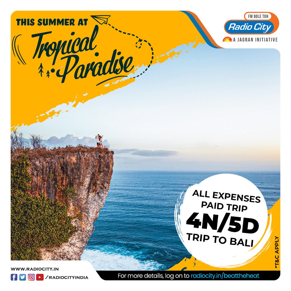 radiocityindia's tweet photo. Radio City Brings you a big surprise!
Soak in the summer at this Tropical Paradise.
Log on to https://t.co/tozfHGvs4P now !
.
.
.
.
#Bali #Surprise #SummerSeason #TriptoBali #TropicalParadise #RadioCity https://t.co/Jou0qGG7uj
