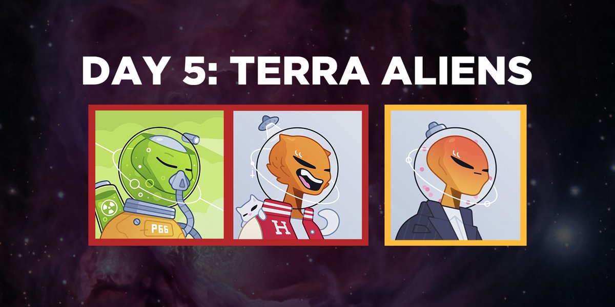 Day 5 of giveaways with <a href="/TerraAliensNFT/">Terra Aliens ✧</a>! ⭐️👽

✅ RT 
✅ Join us in discord
✅ Drop your discord ID below

discord.gg/hellcatsnft

PS: Peep the 1/1 Alien in the Red Tier! Follow <a href="/TerraAliensNFT/">Terra Aliens ✧</a> for more.