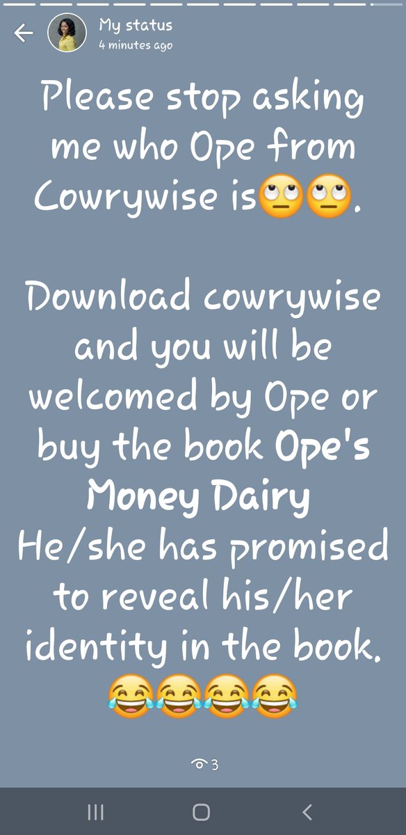 herdiolarh's tweet photo. So this was me ranting on my WhatsApp status this morning 🤣🤣. @cowrywise please take it easy on your clients. You almost gave me hypertension this morning....#Opefromcowrywise https://t.co/OXNJGcOgFI