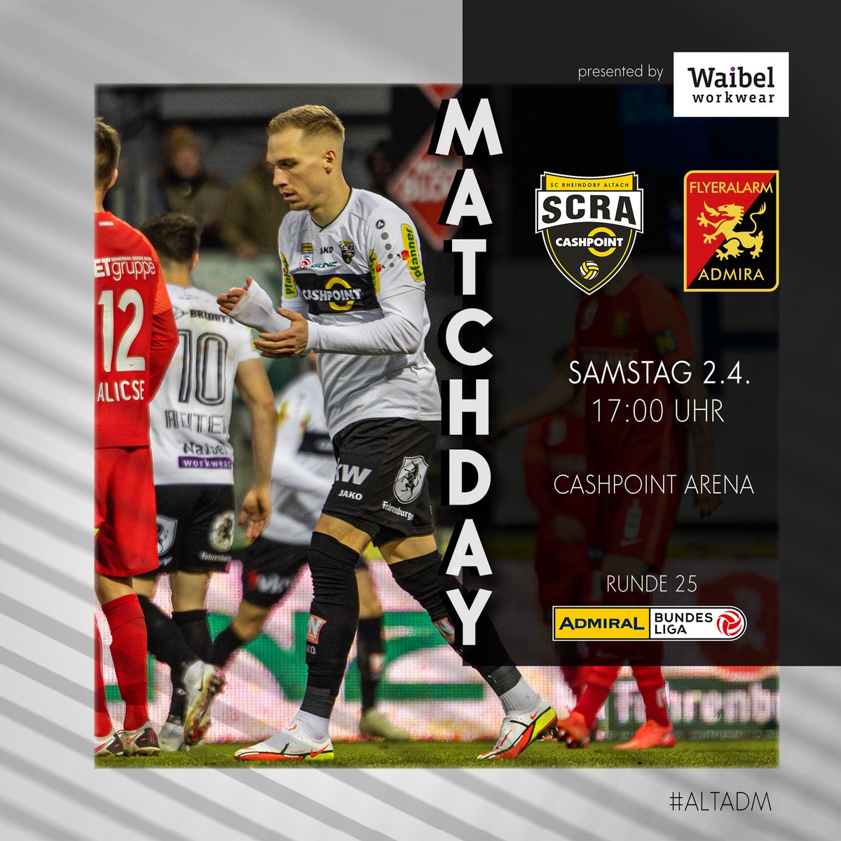 SCRAltach's tweet photo. 𝐓𝐫𝐞𝐧𝐝 𝐟𝐨𝐫𝐭𝐬𝐞𝐭𝐳𝐞𝐧 📈
Zu Hause gegen die Admira wollen wir den nächsten Schritt in Richtung Klassenerhalt setzen!
🆚 @FCAdmiraWacker
🕔 17:00 Uhr
🏟️ CASHPOINT Arena
📺 @SkySportAustria
𝑅𝑒𝑎𝑑𝑦?
#ALTADM https://t.co/lKmoMHgoJe