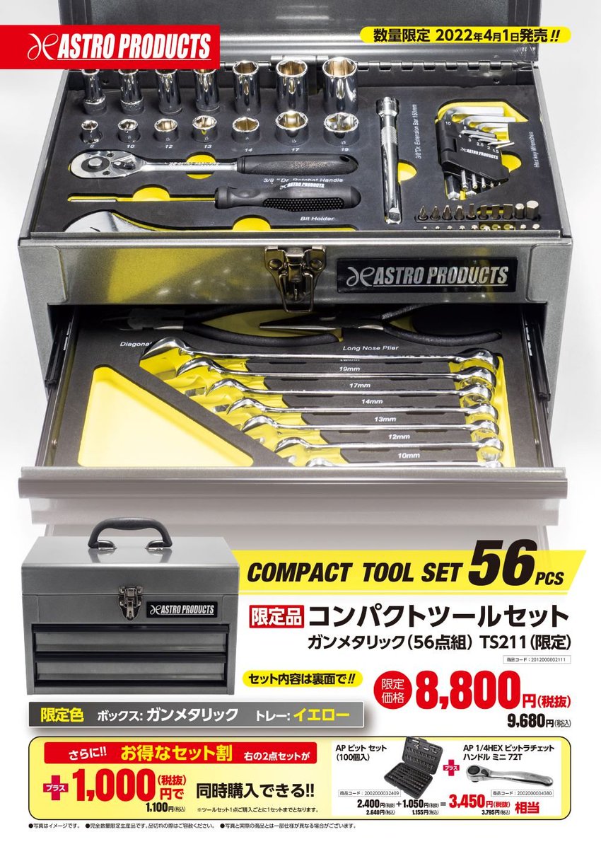 最旬ダウン アストロプロダクツ 工具セット 56点組