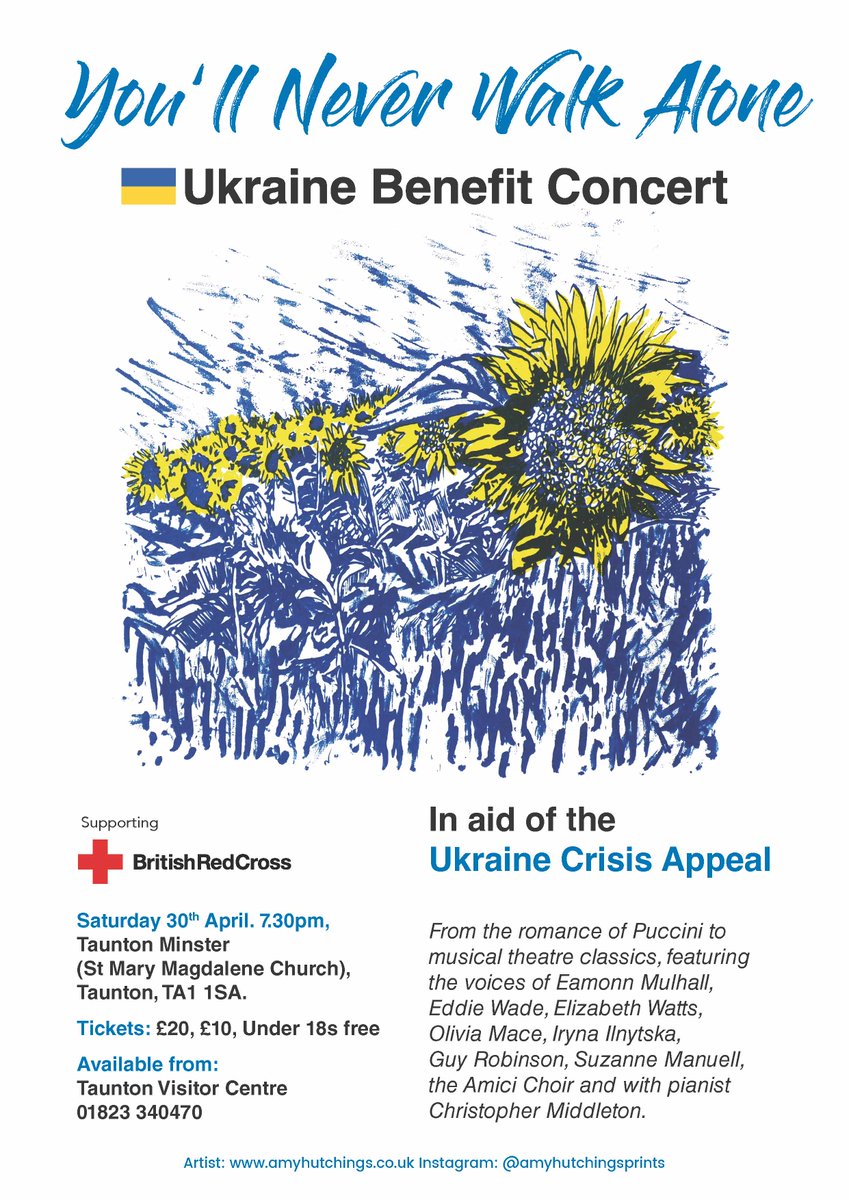 Taunton_TC's tweet image. 🇺🇦 Ukraine Benefit Concert - Saturday 30 April 🇺🇦
@TauntonMinster (St Mary Magdalene Church)
Tickets available from @visit_taunton
Supporting @BritishRedCross 
💙💛
#StandWithUkraine #Ukraine #Concert