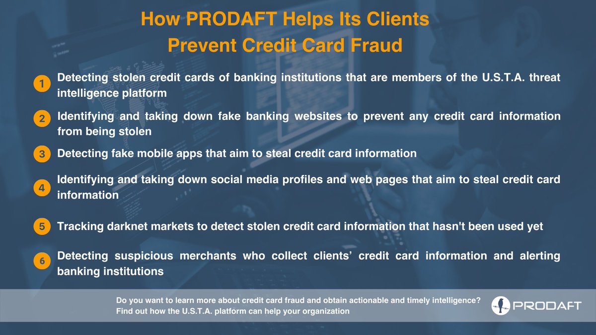 PRODAFT's tweet photo. Discover the proactive approach PRODAFT takes to protect its clients against credit card fraud 💳.
#threatintelligence #creditcardfraud #fraudprevention #merchantprotection #identitytheft https://t.co/p8ZGOnVP3h