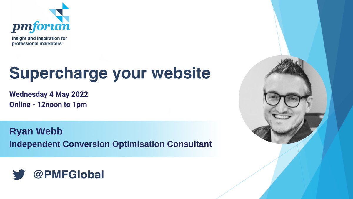 Book for “Supercharge your website" Wednesday webinar with Ryan Webb on 4 May 2022. Come and learn how to measure the metrics that matter, improve a 'landing page' and common mistakes professional services websites make. 
More information and RSVP at: ow.ly/UNmA50IxV5m