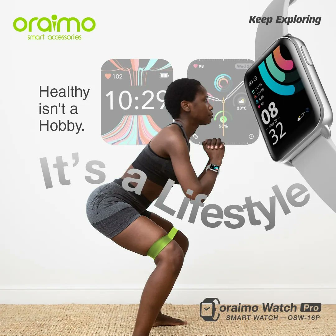 oraimomate's tweet photo. Staying fit and healthy💪🏾 isn't a hobby, It's a lifestyle. Track your fitness journey with the different training modes available on the oraimo watch Pro.💚💚💚
#oraimoexploring
#oraimosmartwatch
#keepexploring https://t.co/8IRRYDwDaJ