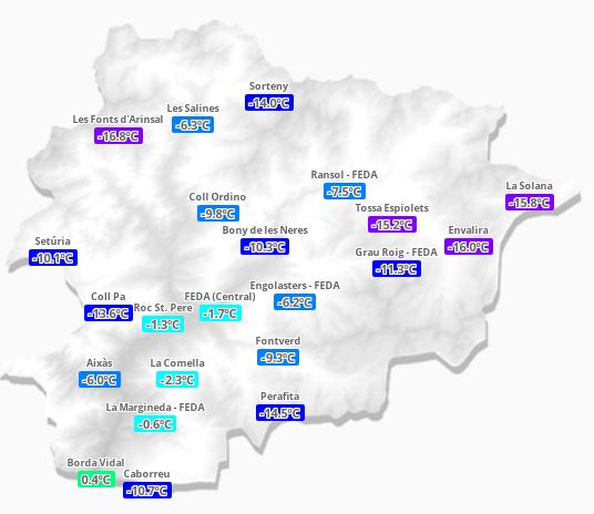 Sur les stations les plus hautes de l'#Andorre, les températures relevées ce matin sont les plus basses de l'année 2022 ! 