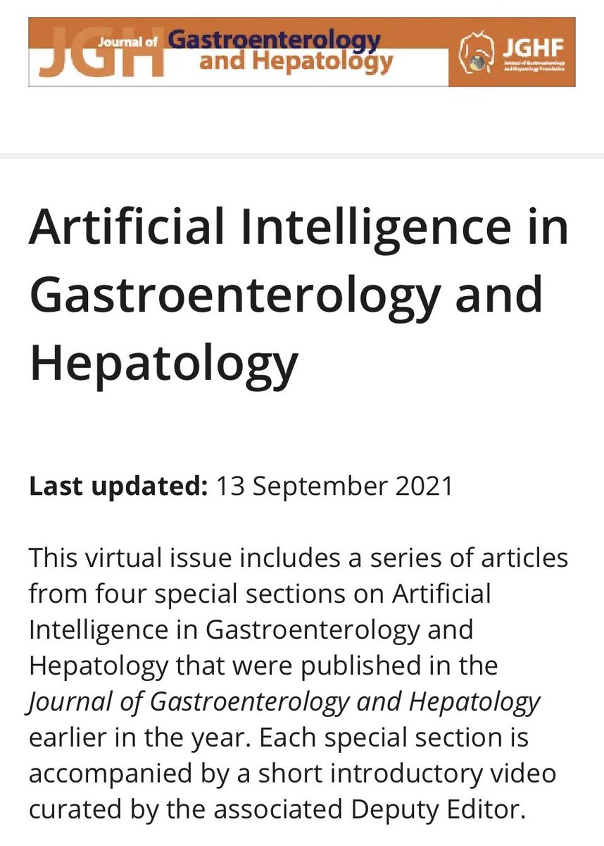 JGHofficial's tweet photo. Check out our four special sections on Artificial Intelligence in Gastroenterology and Hepatology in our AI virtual issue! @JGH_latest @JosephSung8 #jghambassador

https://t.co/mr5NP7Xwkg https://t.co/xI7CXRbIcT