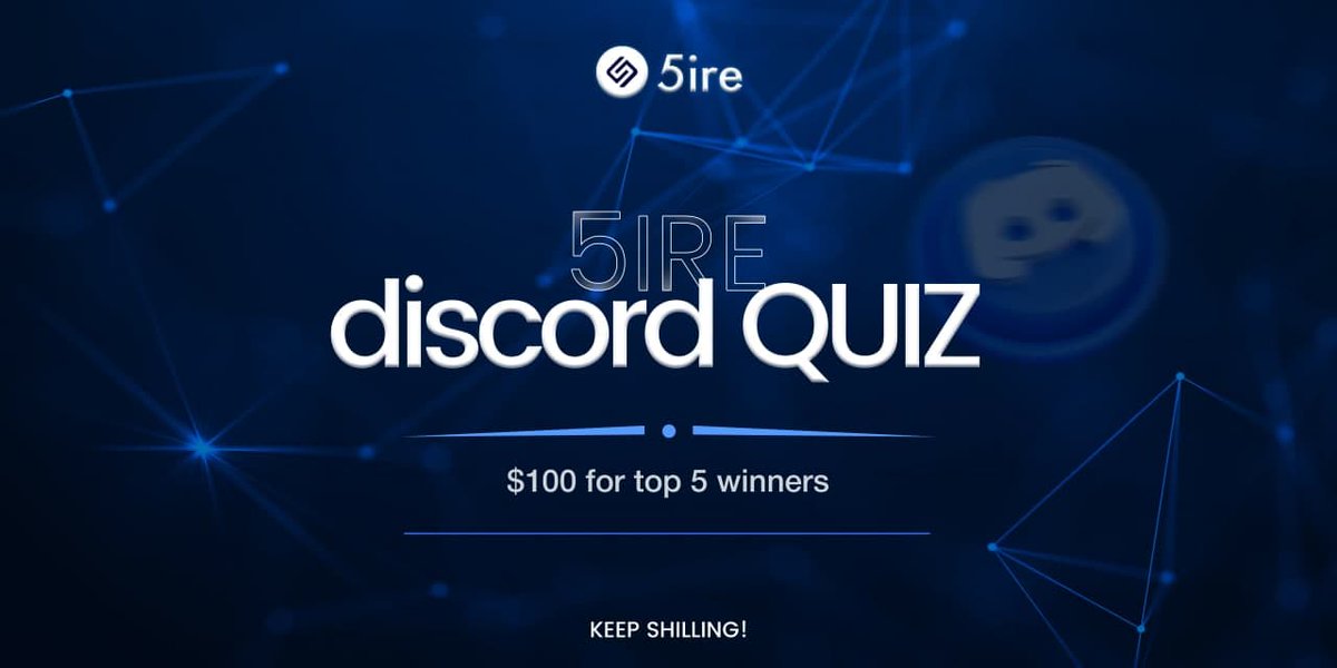 5ireChain's tweet photo. 🔥5ire Discord Quiz

📍 Venue: Join the #5ireQuiz Channel on https://t.co/GWoUgSjxmt
⏳ Time: 3:00 PM UTC
📅 Date: 1st April 2022
🎁 Rewards: $100 for the top 5 winners! https://t.co/P9S53Coi6L