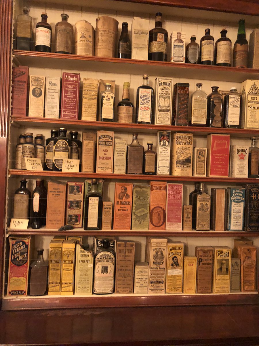DavidSteensma's tweet photo. Lots of stuff to choose from - most of it appears to be in an alcohol base, so if it didn’t work as promised for a patient’s ailment, at least there was some benefit #OldPharmacy https://t.co/5gPLCujEzU