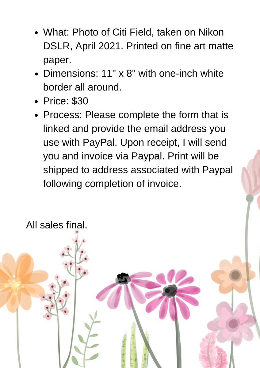 Happy Friday, MetsTwitter! We're (finally) under a week away from Opening Day. In honor of the season starting, I'm selling prints of one of my favorite Citi Field pics that I've taken. Photo &amp; details below - please read &amp; follow the link if interested! surveymonkey.com/r/CLMMNW8