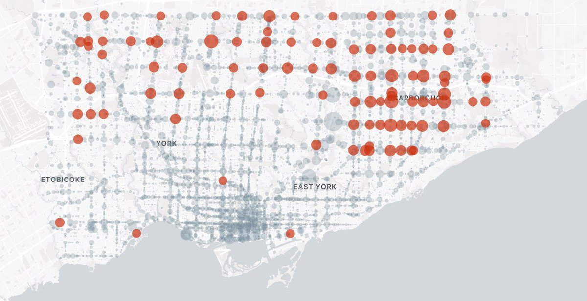 Pretty stark rendering of traffic collisions, via the <a href="/TorontoStar/">Toronto Star</a>, makes abundantly clear that suburban design kills