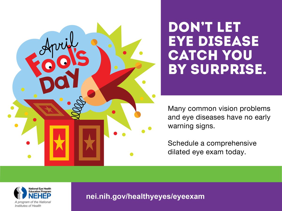 JahnleEye's tweet photo. Don't let eye disease catch you by surprise! Schedule yearly eye exams to screen for both ocular and systemic diseases that may have no early warning signs. #protectyoursight #eyehealth @NatEyeInstitute https://t.co/P9DJD9x5ni