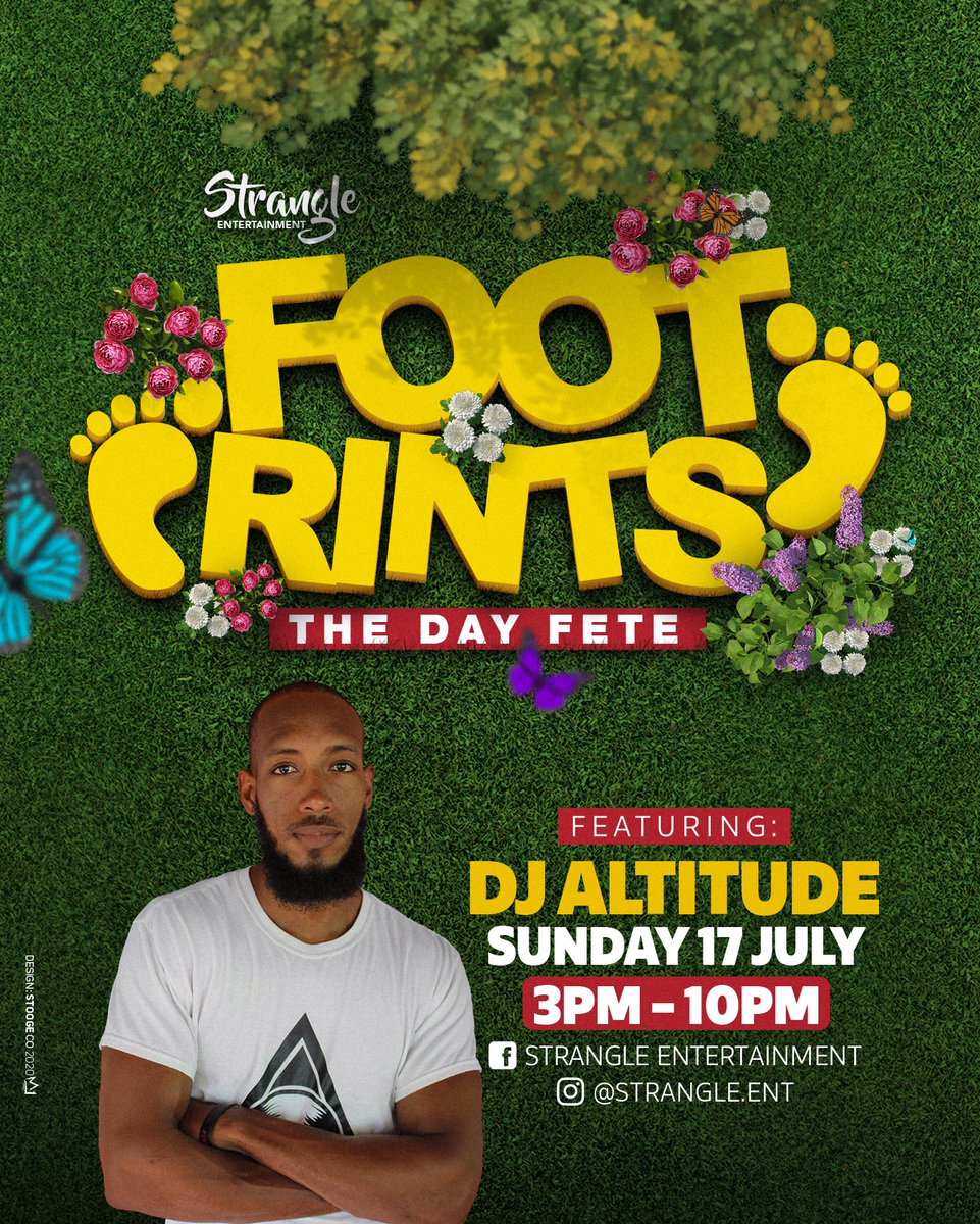 Strangler268's tweet photo. Introducing our first DJ on the FootPrints lineup by popular demand……DJ Altitude ��
*Early Bird Tickets* are live on the TickeTing Events App for $125 Drinks Inclusive while stocks last 🙊
#Footprints2022 #StrangleEnt #Summer22 https://t.co/MBwxIbuEFk