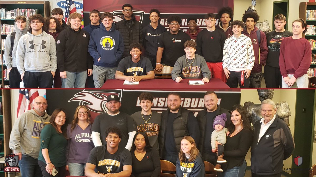Congrats to LHS Seniors/<a href="/BurghKnights/">Lansingburgh Athletics</a> Gabe Baez &amp; Andrew Lyman on signing letters of intent to play college football! Gabe will play for <a href="/UofR/">University of Rochester</a> &amp; Andrew will play for <a href="/AlfredU/">Alfred University</a>! Gabe &amp; Andrew were joined by family &amp; friends in a signing ceremony @ LHS.

<a href="/LBurghFootball/">Lansingburgh Knights Football</a>