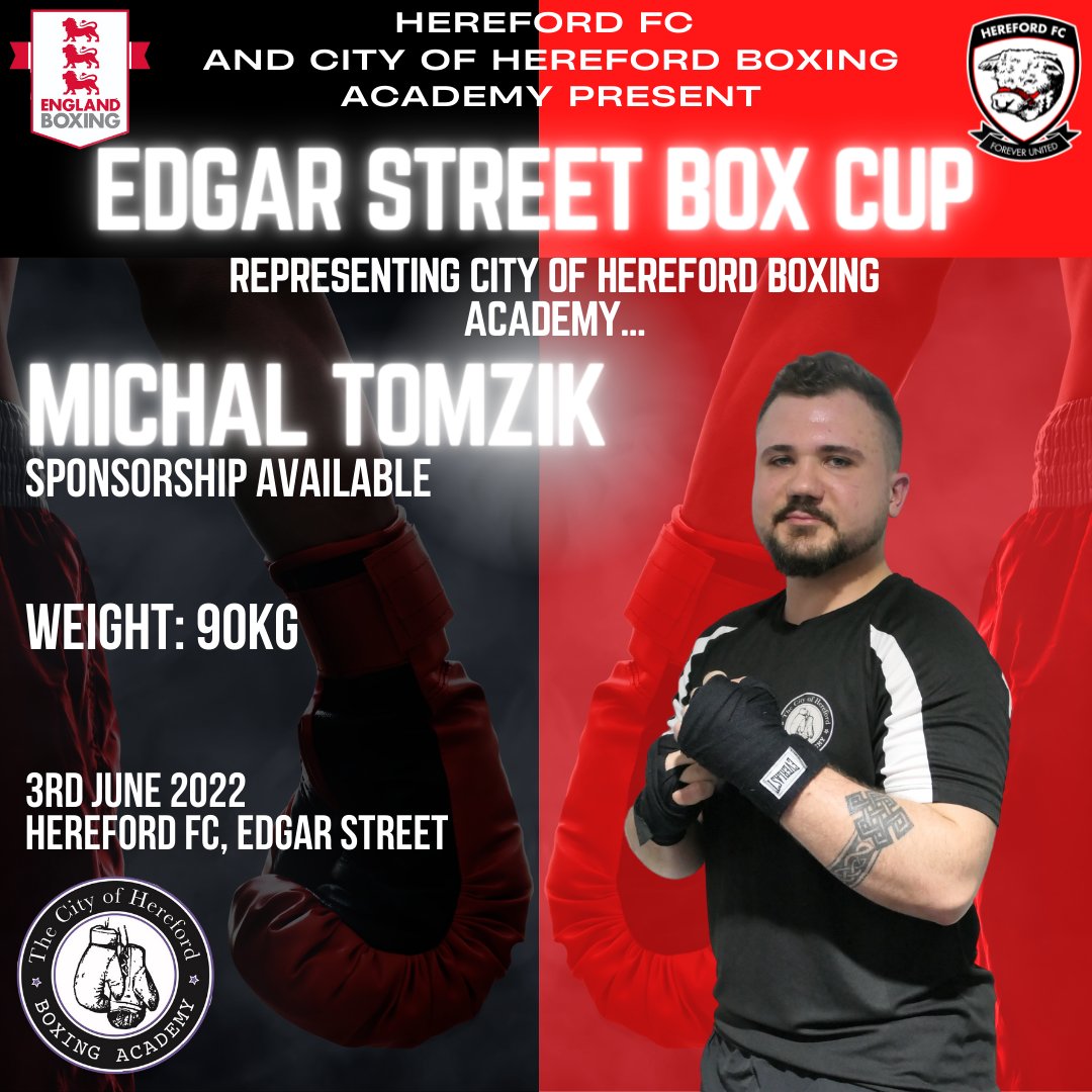 HFC__Events's tweet image. 🎙️ Weighing in at 198 pounds... 𝙈𝙞𝙘𝙝𝙖𝙡 𝙏𝙤𝙢𝙯𝙞𝙠 🎙️

Friday the 3rd of June, Michal Tomzik will take to the ring in the Edgar Street Box Cup 🥊

Tickets are available on our Website 👇
hereford-fc.myshopify.com/collections/ev…