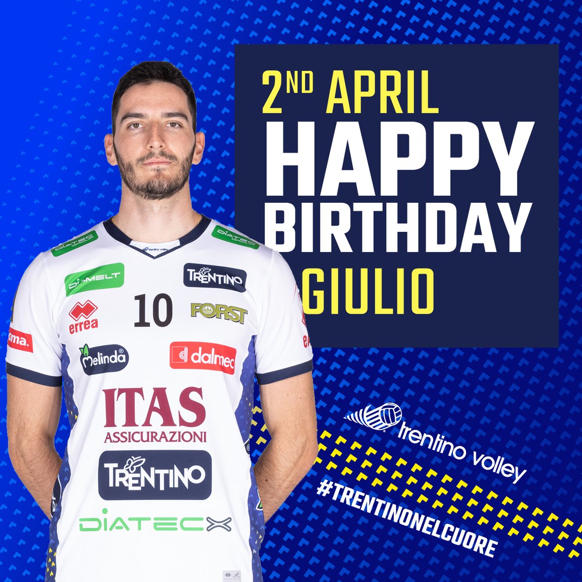 trentinovolley's tweet photo. 🎂🍾🎉| TANTI AUGURI!
➖
Buon compleanno a Giulio #Pinali, 25 anni oggi!
➖
#⃣ #TRENTINONELCUORE https://t.co/oMTALwbTuQ