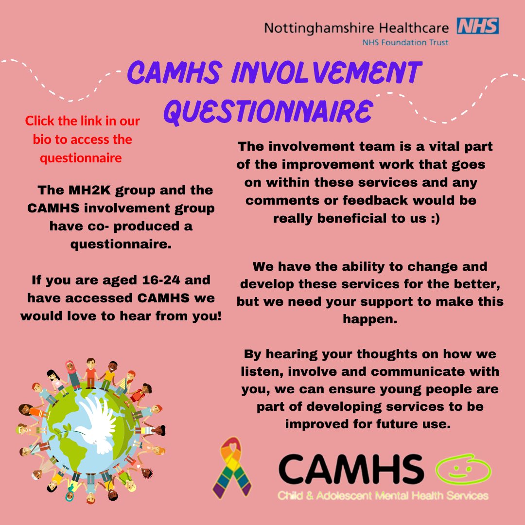 If you are aged 16-24 we want to hear from you 

docs.google.com/forms/d/e/1FAI…
#nottinghamshirehealthcare #nottscamhs #camhs #nottshealthcare