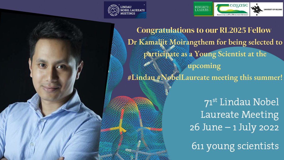 RL2025's tweet photo. Big Congratulations to our #RL2025 Fellow 
Dr Kamaljit Moirangthem for being selected to attend 
the 71st #Lindau #NobelLaureaet Meeting this summer!

#LINO22 @teagasc @AgriForHelsinki @TeagascFood @MSCActions @BSG_BioBev @RL2025 https://t.co/r8IKcW3va3