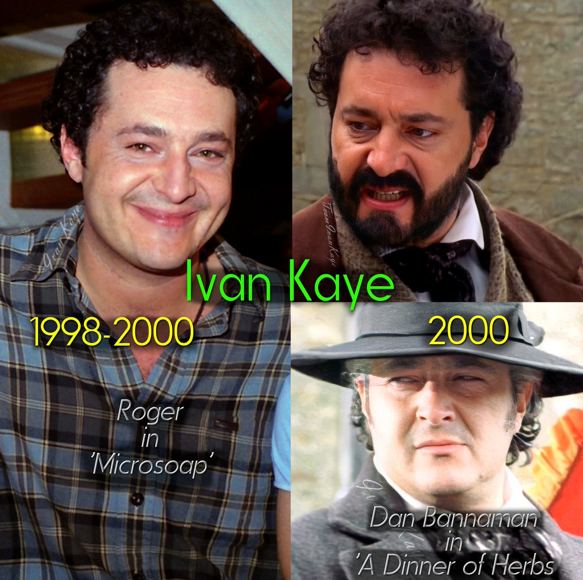 IvanKayeFans's tweet photo. No. 3 of the lifetime roles gallery to celebrate the start of Ivan's #SplendidNewDecade (let's see if I can get through before his next birthdayπ
) for #FlashbackFriday: Roger in the comedy series 'Microsoap' (1998-2000) & Dan Bannaman in 'A Dinner of Herbs' (2000).π
.
#IvanKaye https://t.co/S4u04tiwRT