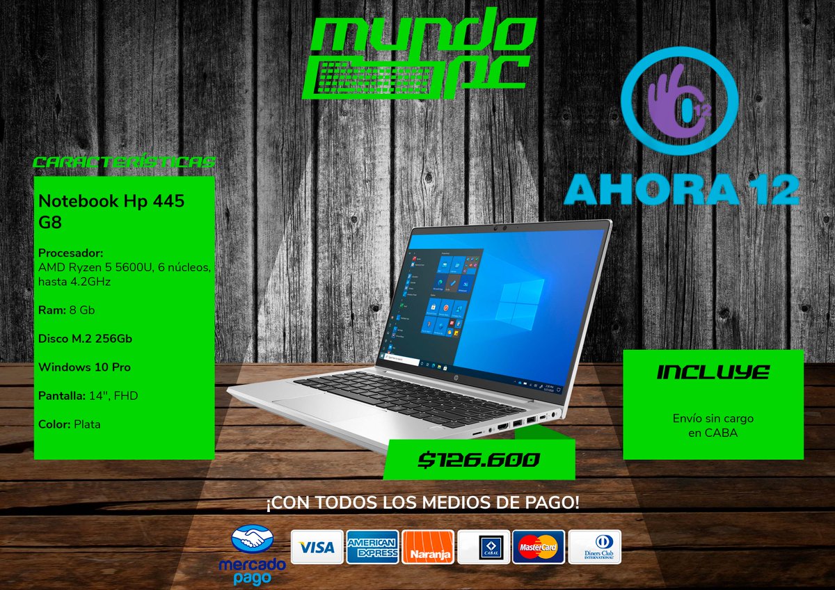 MundoPCarg's tweet photo. 💻Notebook Hp 445 G8: microprocesador AMD Ryzen 5 5600U con gráficos Radeon, 6 núcleos y hasta 4.2GHz, memoria de 8Gb, disco M.2 de 256Gb, sistema operativo Windows 10 Pro, pantalla de 14", color plata.

Tenemos Ahora12 y Ahora18

¡Somos Mundo PC, todo lo que necesitás!
🤖👍 https://t.co/UzG8NyZCUJ