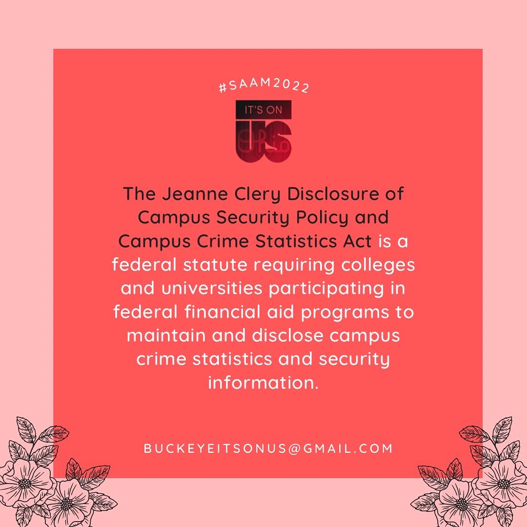 ItsOnUs_OSU's tweet photo. This month is Sexual Assault Awareness Month and we wanted to kick it off by reviewing your rights as a student. Sexual assault does not discriminate; it can happen to any person, at any time. It is important to be aware of your rights and the policies that exist to protect you! https://t.co/TySPl3kKww