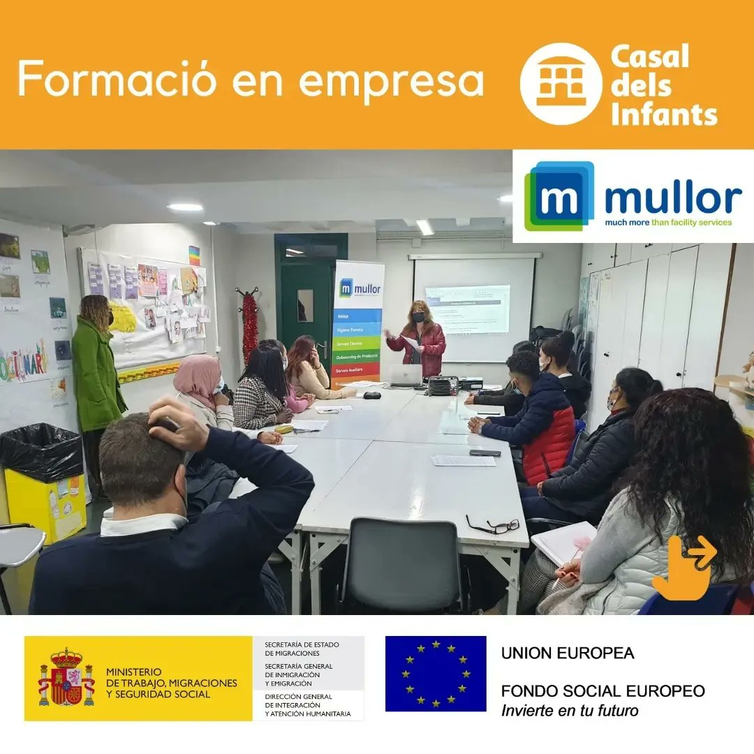 formaciocasal's tweet photo. 📍Conclou la formació en el sector de l'hoteleria 🏨amb la càpsula de regidoria de pisos a càrrec de #Mullor les entrevistes de l'equip de #Rrhh als participants.👩🎓🧑🎓
En breu canviaran l'aula per l'hotel. #oportunitats
#empresescasal #voluntarisCasal #formacióenempresa https://t.co/6WKTtiGwEt