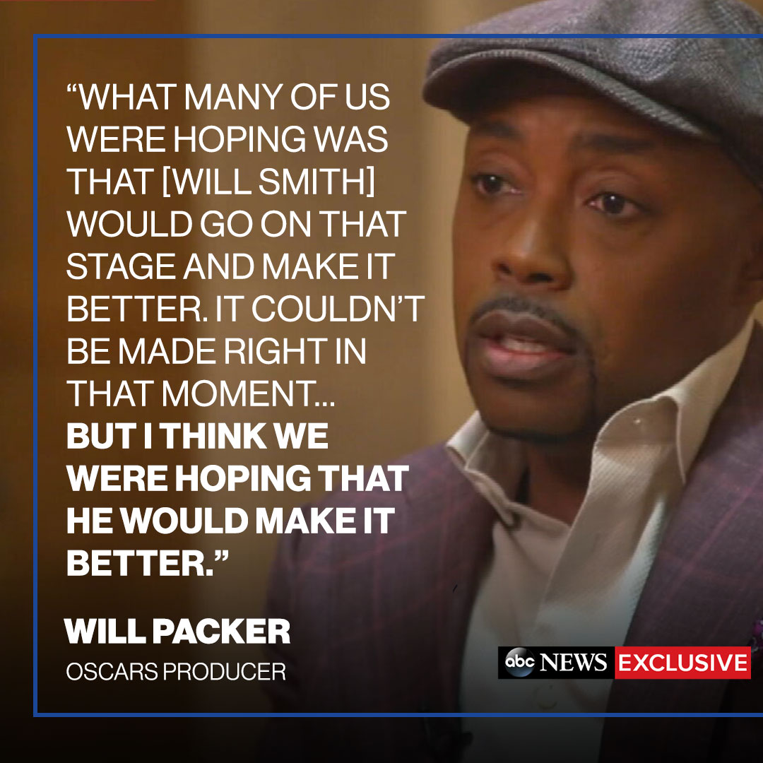 oh_knats's tweet photo. Will Packer failed at what a good director does: make the stage safe for all performers. Will Smith needed to be pulled from the room immediately, not this “wait and see if he makes it better” bull. @willpowerpacker @theacademy @ABC https://t.co/nnYcLlXrE4 https://t.co/7pj0QPBDiW