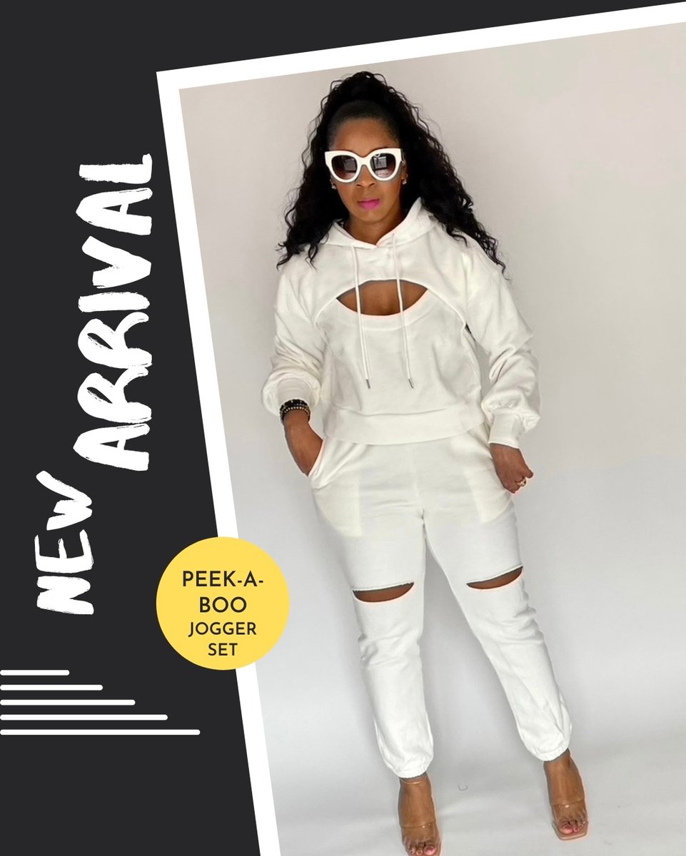 HausRenee's tweet photo. The Peek a Boo Jogger set will drop at 12pm EST today!!! Don’t miss out on this one! 

Available in Ivory, Black, Heather Grey and Bubblegum Pink. 

Sizes Small to XL

 #personalstyle #sjpcollection #shultz #fashioninspo #luxxieitup #theglamgap #nordstromnyc #nordstrombeauty #b https://t.co/8fwVqvXQ18