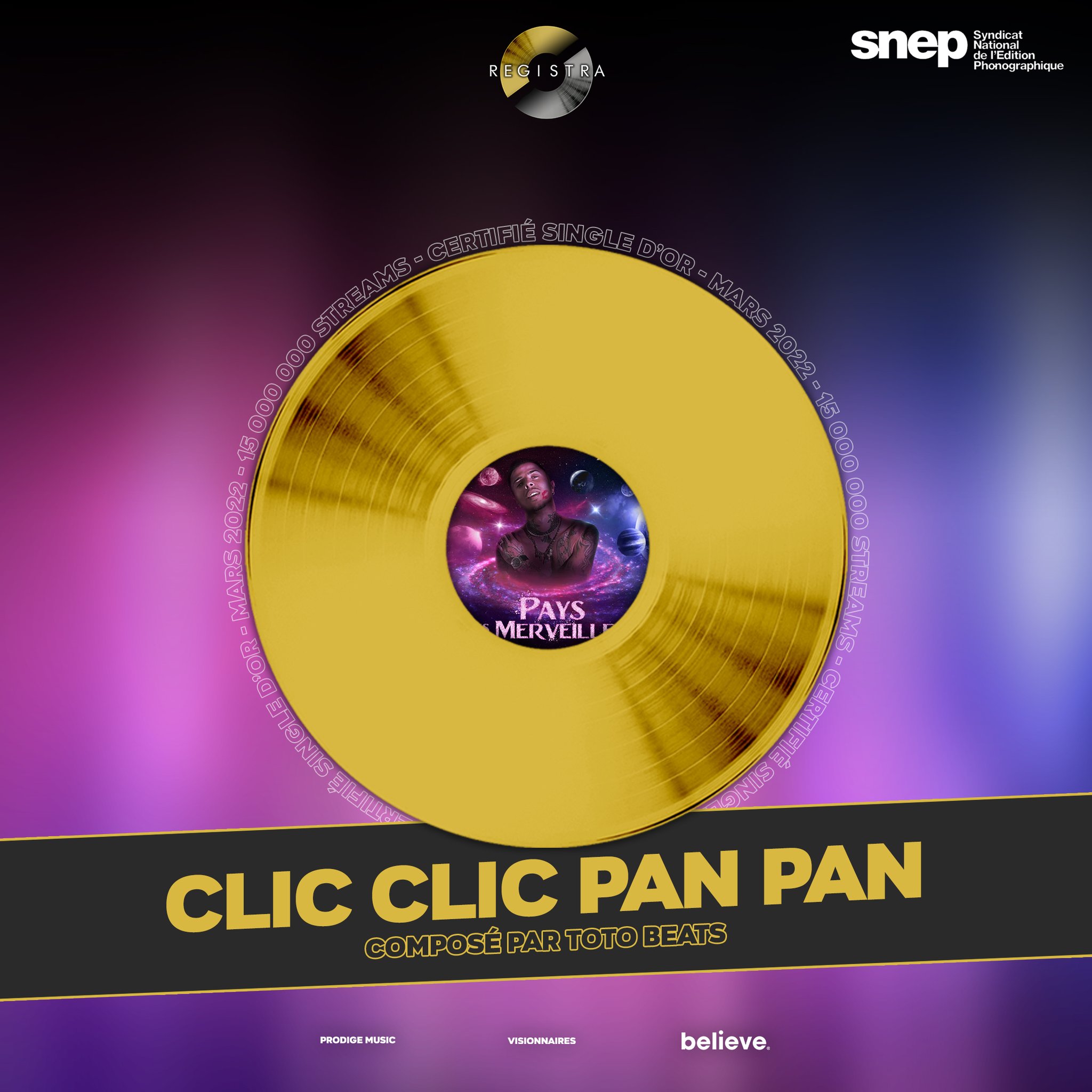 Registra on X: 📀 Le morceau Clic Clic Pan Pan de Yanns est certifié  single d'or ! 🏢 Prodige Music / Visionnaires/ @Believe_France 🎹 Toto  Beats Félicitations à @YannsOfficiel !🔥  / X