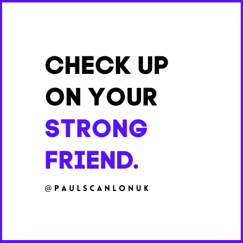 paulscanlonuk's tweet photo. We don’t normally check on our strong friends, after all they’re strong.
Everybody needs to be checked up on so
call your strong friend today.
#strongfriend #empowerment #friendships https://t.co/1rtB04n7cg