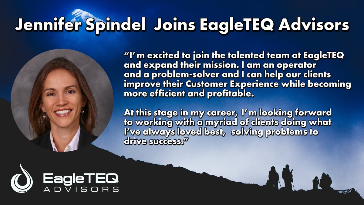 EagleTEQ is excited to announce that <a href="/jen_spindel/">Jen Spindel</a> is joining our team! 

Jen has led high performing #technology teams at <a href="/EarthLink/">EarthLink</a> &amp; <a href="/PGi/">PGi</a>, as a both a GM &amp; in areas such as #CustomerExperience, #Marketing, #ProductManagement &amp; #CallCenter operations.

cstu.io/209f96