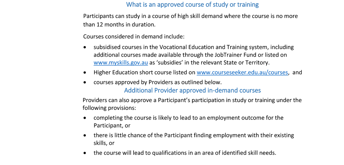 GongWelfare's tweet photo. Currently, job seekers are only made to take up student allowances if their course is longer than twelve months, and do not continue to have mutual obligations requirements.
These are from the jobactive Guideline: Managing and Monitoring Mutual Obligations Requirements. https://t.co/8TVKCbFTgz