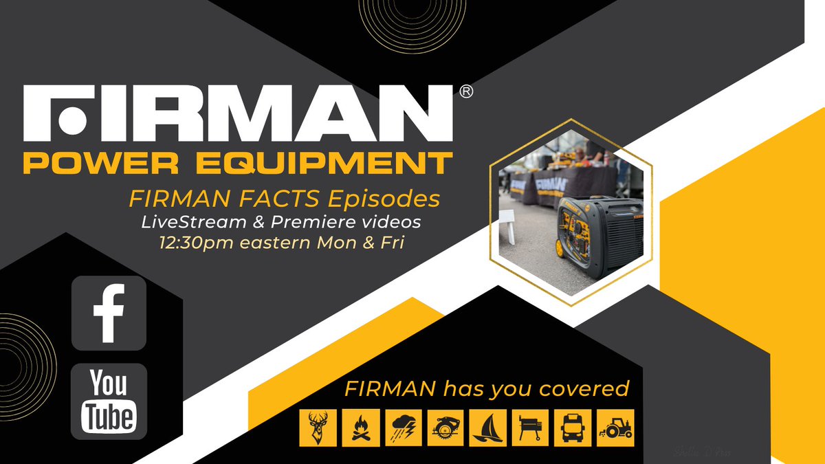 FIRMANPower's tweet photo. Join us for another episode of
FIRMAN FACTS today at 12:30pm
Subject today:
FIRMAN launches our quad fuel generator
#FIRMANLiveStream #FIRMANCleanPower #FIRMANGenerators https://t.co/xK7bTOLOvK
