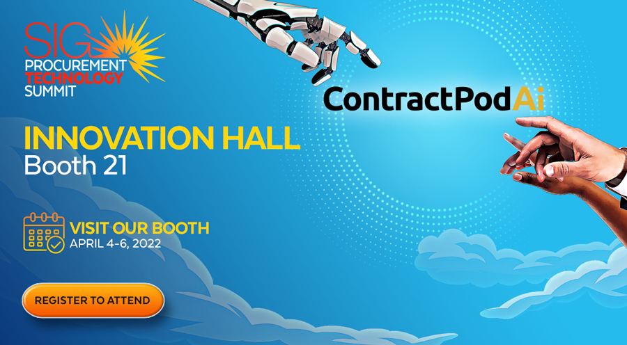 Leahai_ai's tweet photo. SIG Procurement Technology Summit is just a few days away! If you are attending the event, make sure to visit ContractPodAi at booth 21 to speak with one of our experts.

Register here: https://t.co/mQgwU93rpu

#SIGSpring22 #Procurement #LegalTech #CLM https://t.co/bpn92QiUKQ
