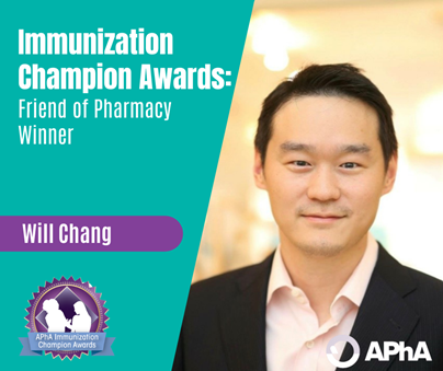 Meet APhA #ImmunizationChampion Will Chang, JD. Chang played a critical role in guiding decisions for amendments to the PREP Act, which resulted in fully mobilizing the pharmacy workforce during the #COVID19 pandemic. #VaccineConfident  ow.ly/wxQs50IycVu