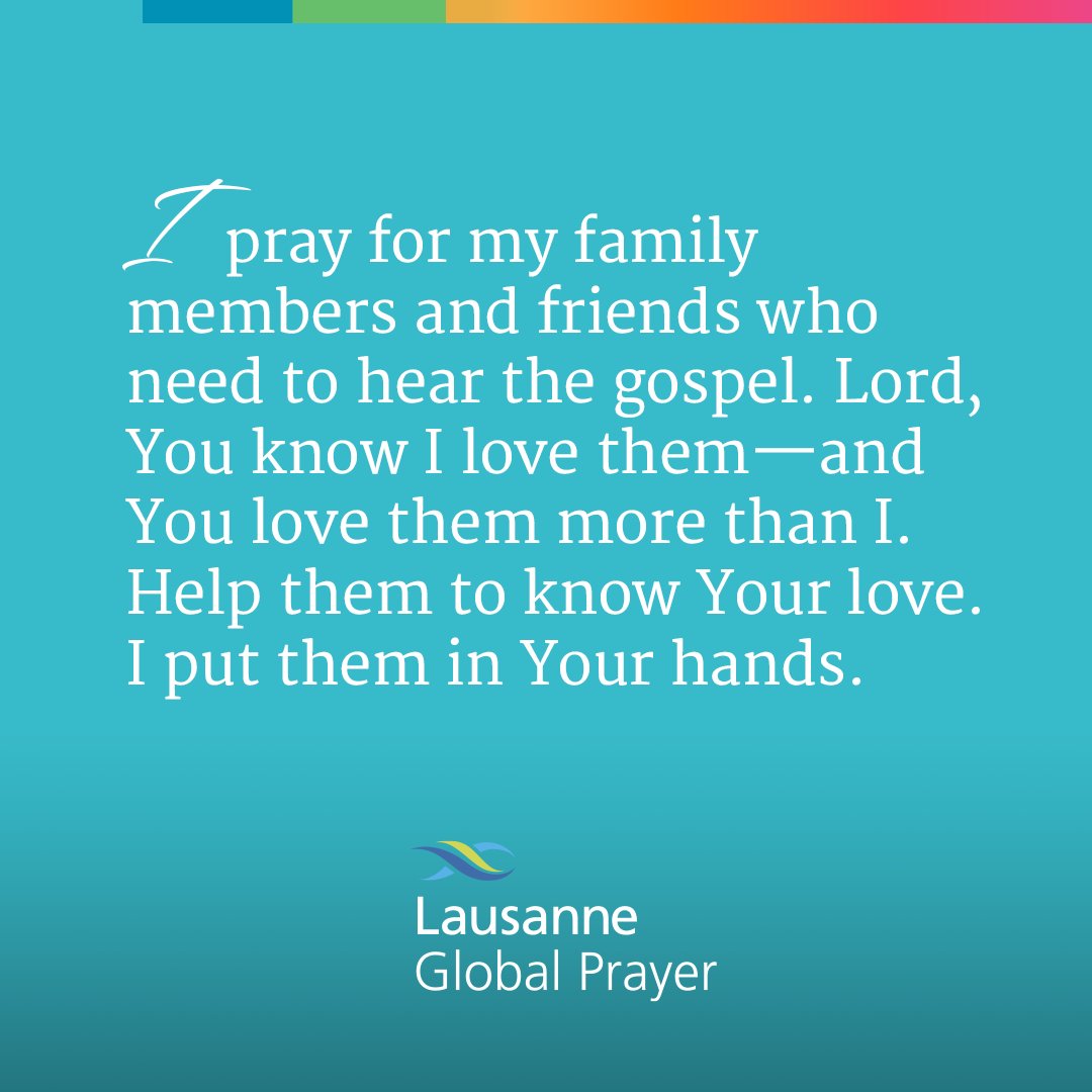 lcwe's tweet photo. Day 1: Pray for your family members and friends who need to hear the gospel. #28daysofprayer
Subscribe to the Lausanne Global Prayer feed in the @PrayerMate app: https://t.co/yhgD0Fnh3A https://t.co/aAyHeQM5bh